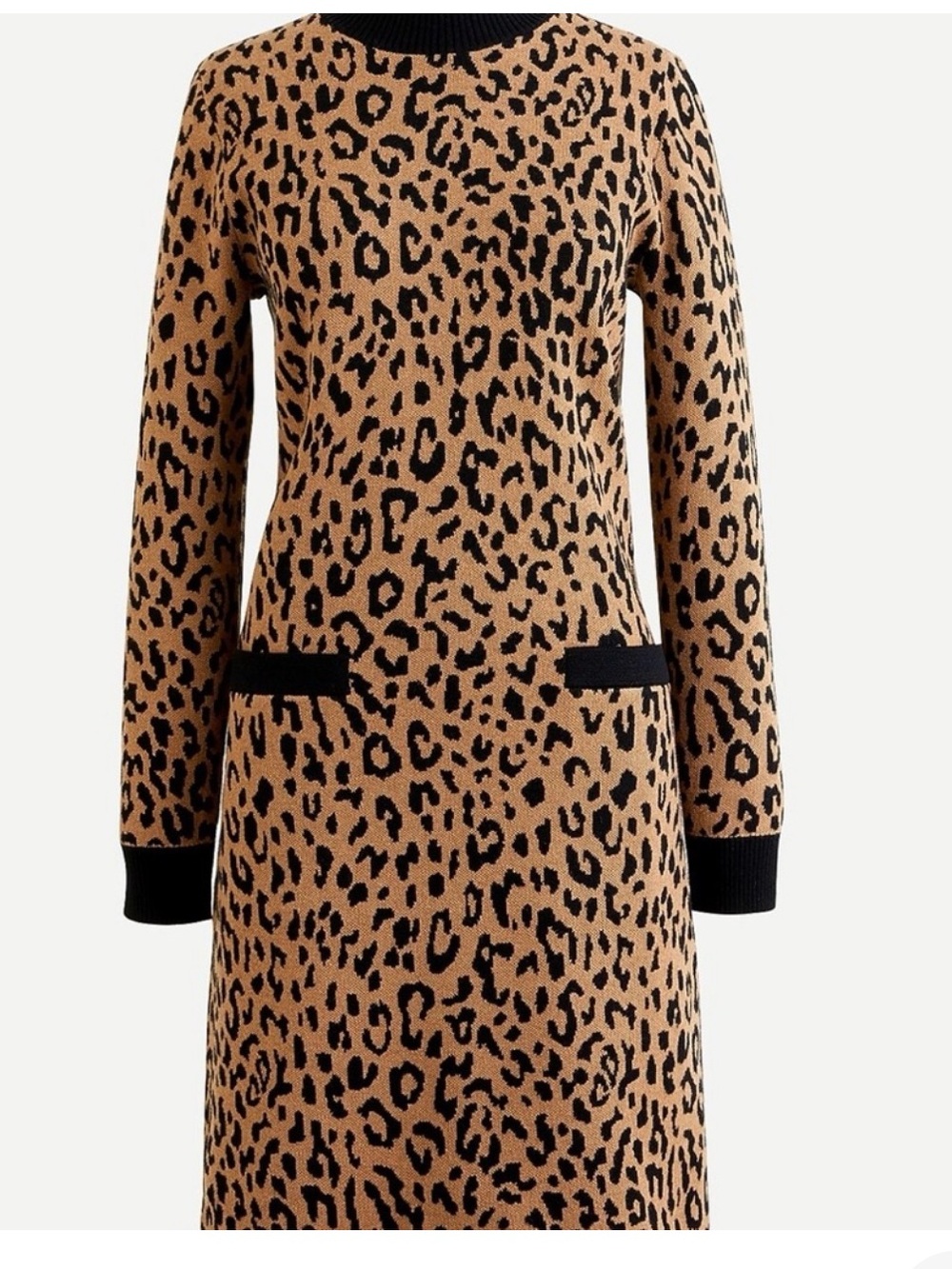 J. Crew Leopard Print Long Sleeve Sweater Dress in Camel and Black